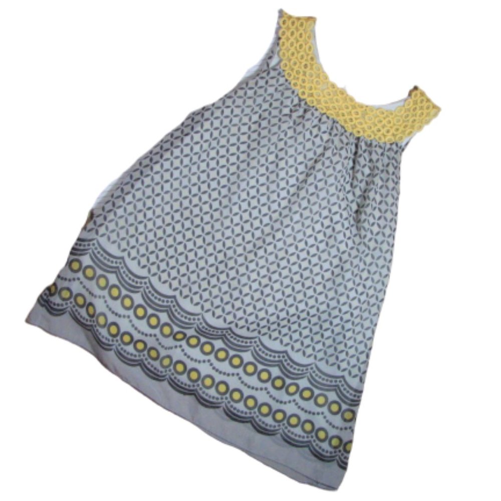 Final Touch Gray Yellow Small Lined Career Blouse Tank Women